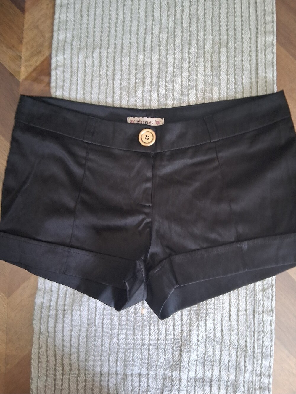 Forever 21 Black High-Waist Cuffed Dress Shorts